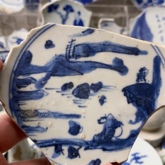 瓷片现代工艺品青花瓷片