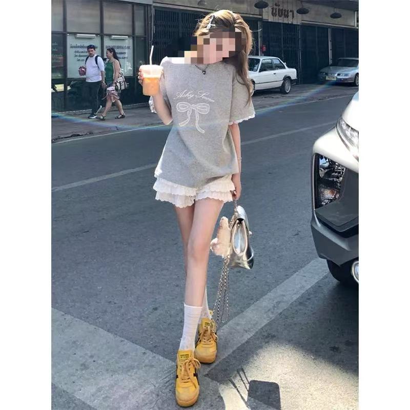 MEIDOU-【甜美风蝴蝶结套装】显瘦休闲夏季小众