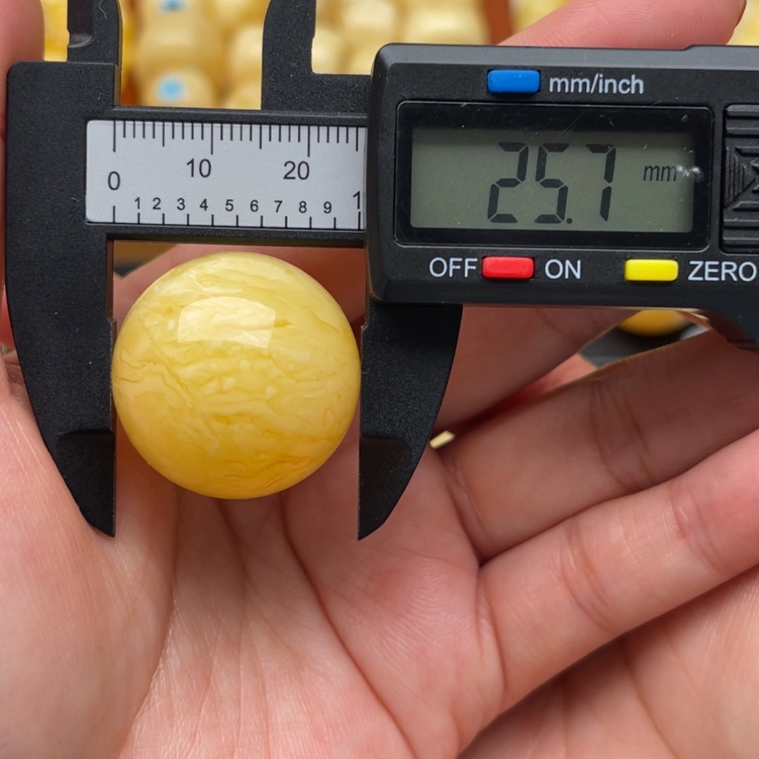 琥珀未镶嵌裸石蜜蜡圆珠笑