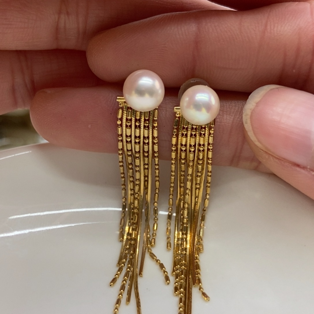 海水珍珠耳饰银S925镶嵌