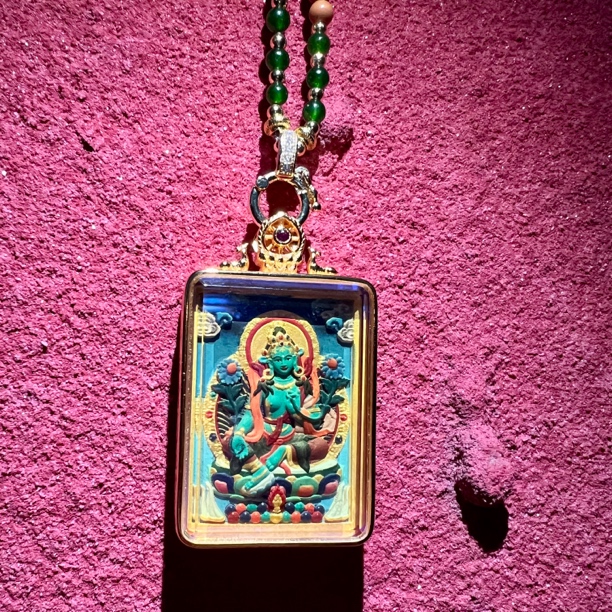 铜吊坠 绿度母擦擦吊坠