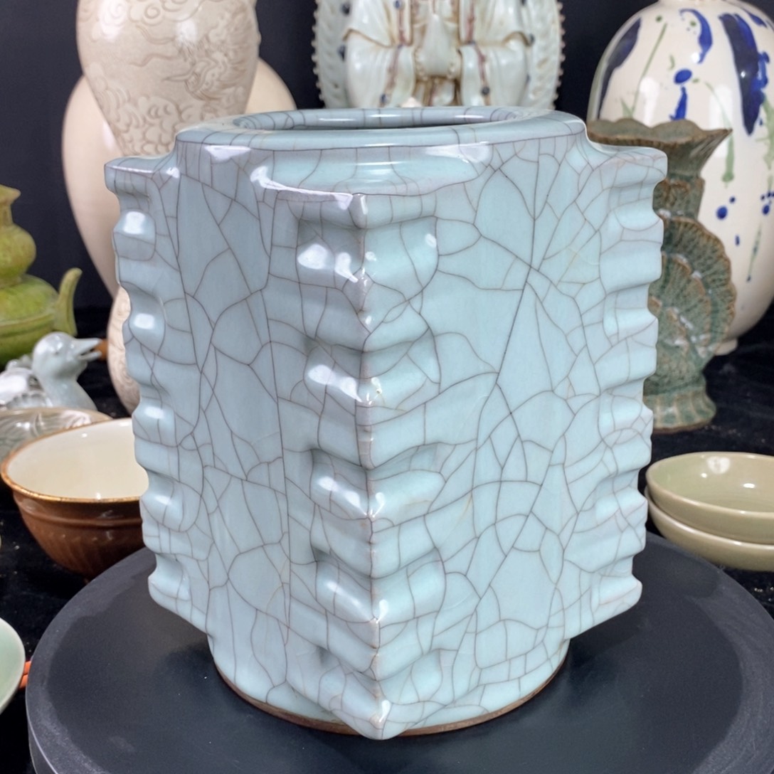 摆件官窑琮瓶内圆外方