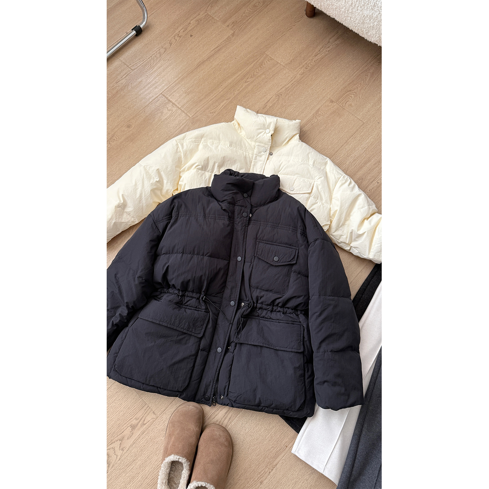 苏安家年中浮力 超耐造的面料 90白鸭绒立领羽绒服外套