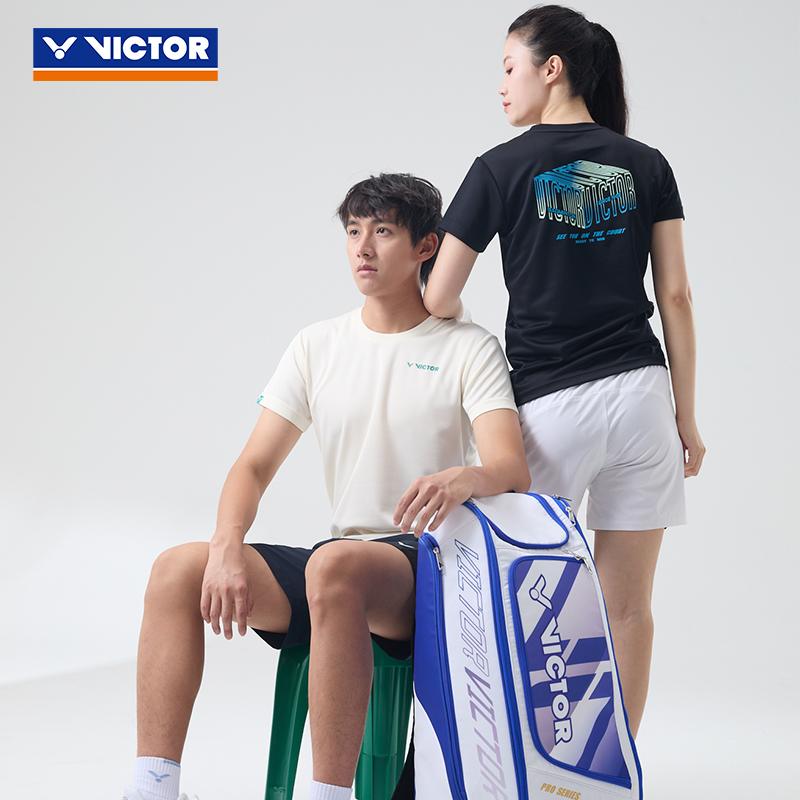 VICTOR威克多胜利羽毛球服男女款新款舒适针织短袖T恤T-55010