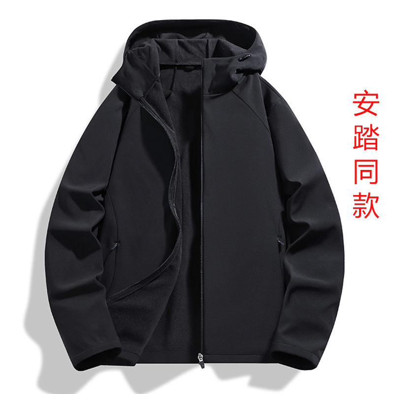 男士秋冬户外时尚薄绒软壳冲锋衣外套