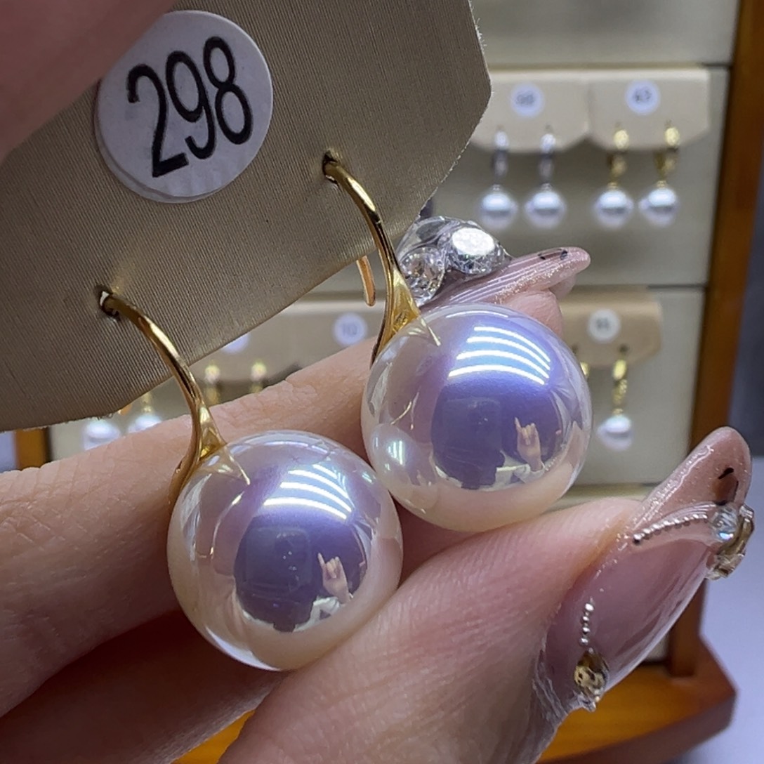 耳饰银S925镶嵌淡水珍珠