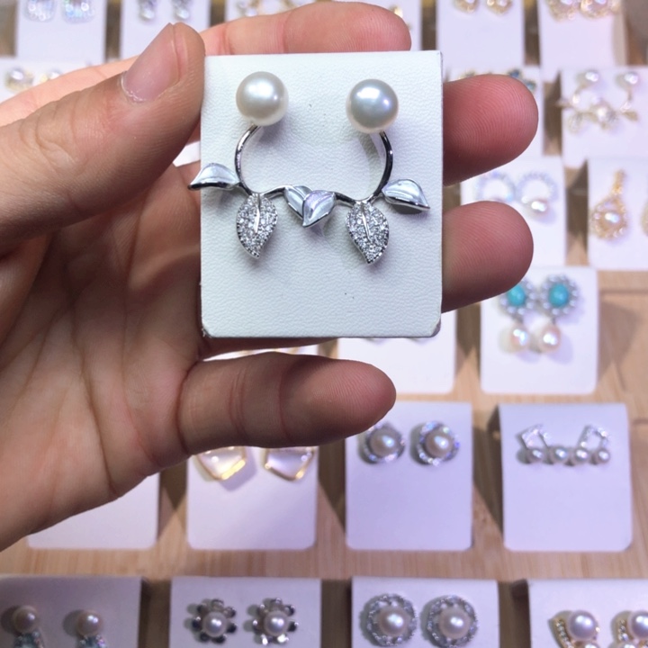 淡水珍珠耳饰银S925镶嵌