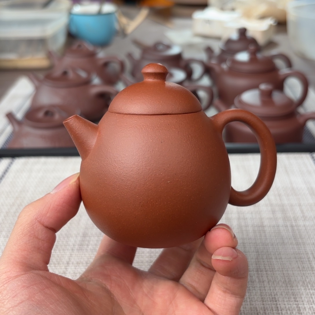 茶壶紫砂特价半手工红皮龙龙蛋壶150cc