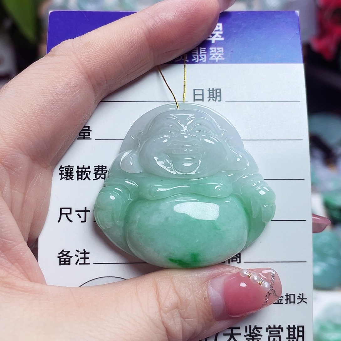 翡翠未镶嵌颈饰佛公12