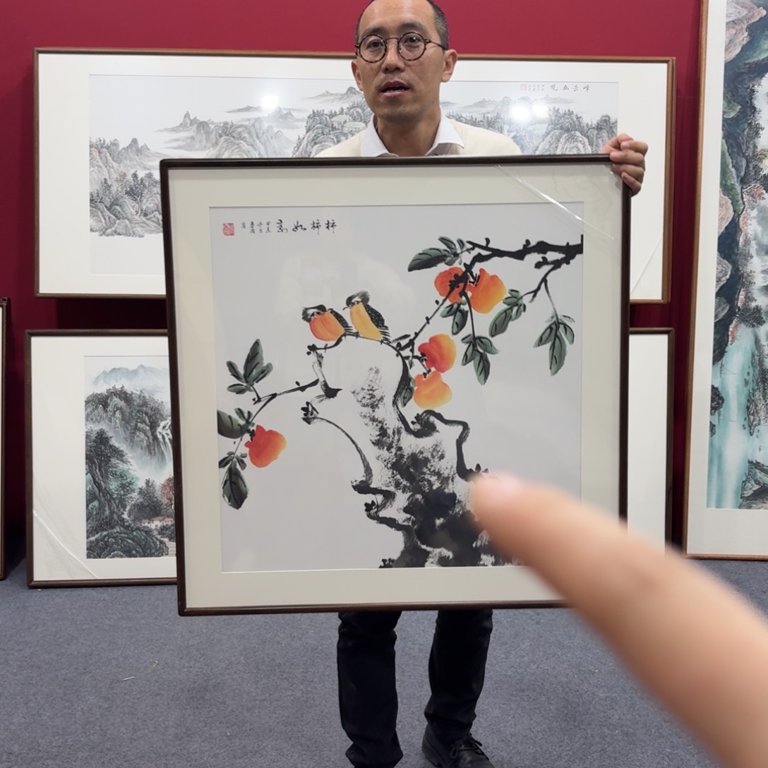 国画带框绘画80/80尺寸