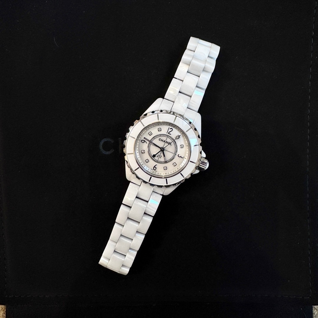 95新 Chanel/香奈儿 Chanel 白陶瓷 8钻 j12石英手表/636990401