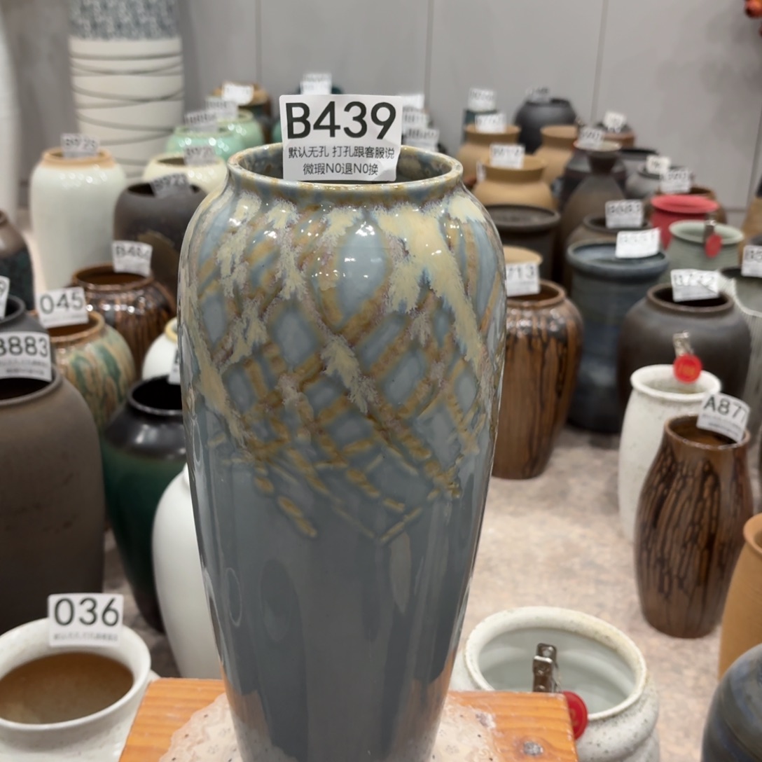 摆件439 景德镇陶瓷花瓶高34口9