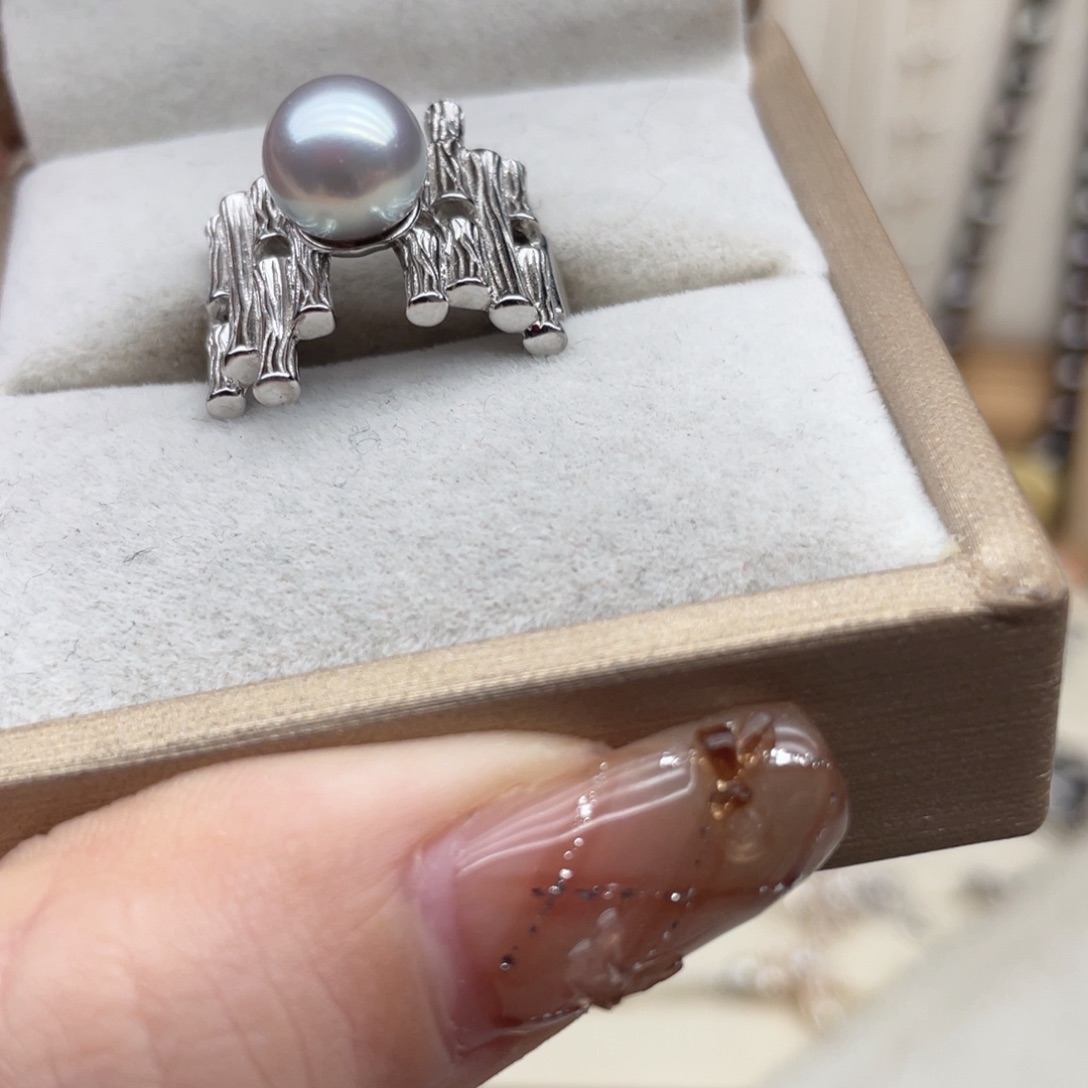 海水珍珠戒指银S925镶嵌Z139