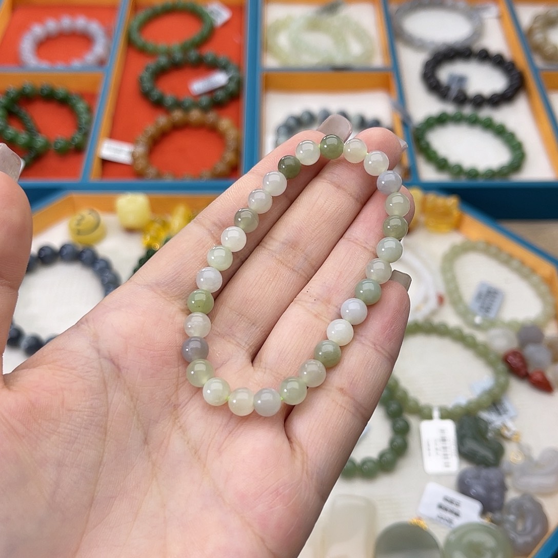 和田玉未镶嵌手链w3晴水多宝6mm