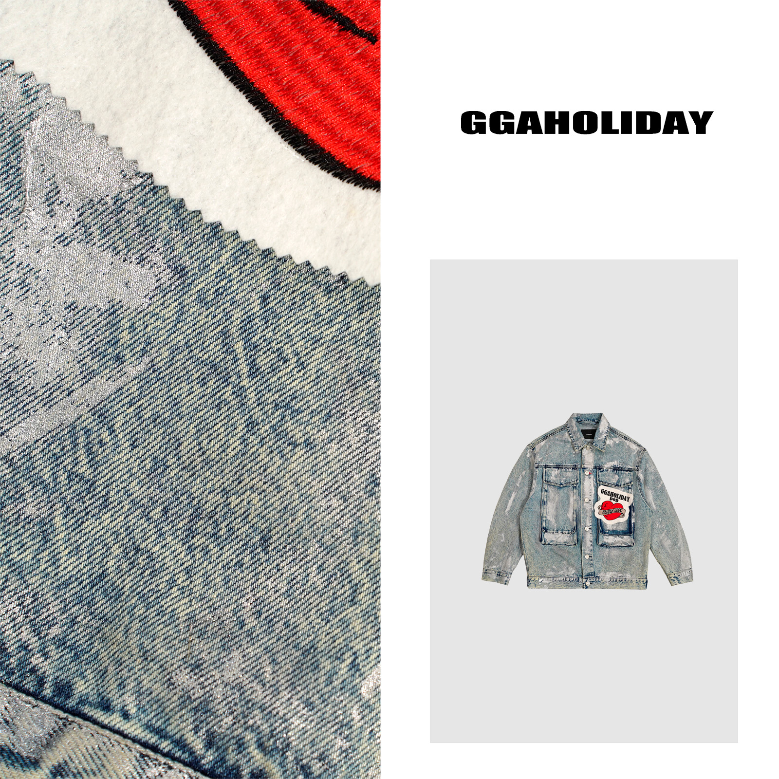 【上新】GGAHOLIDAY设计师时尚休闲重工定制烫银牛仔外套-151181