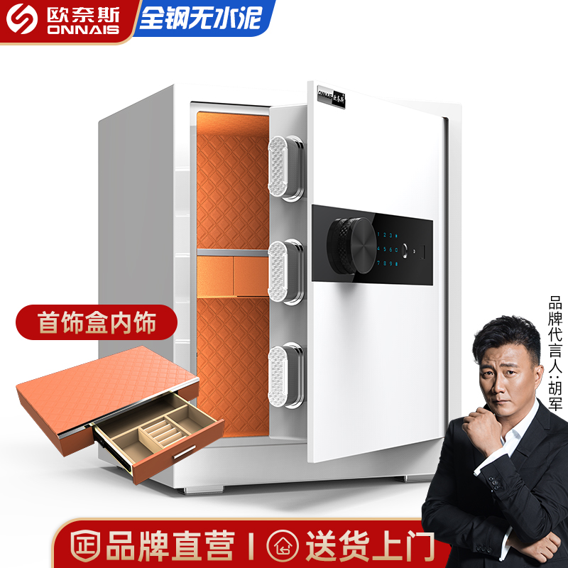 ONNAIS/欧奈斯全钢防盗保险柜家用轻奢指纹密码款带伸缩门把手