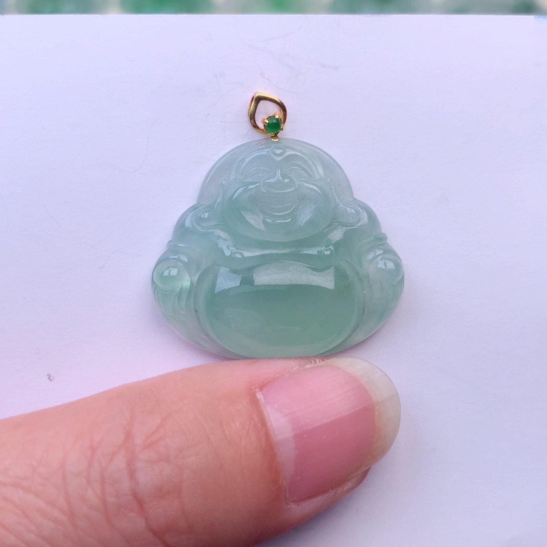 翡翠吊坠(不含链)18K金镶嵌