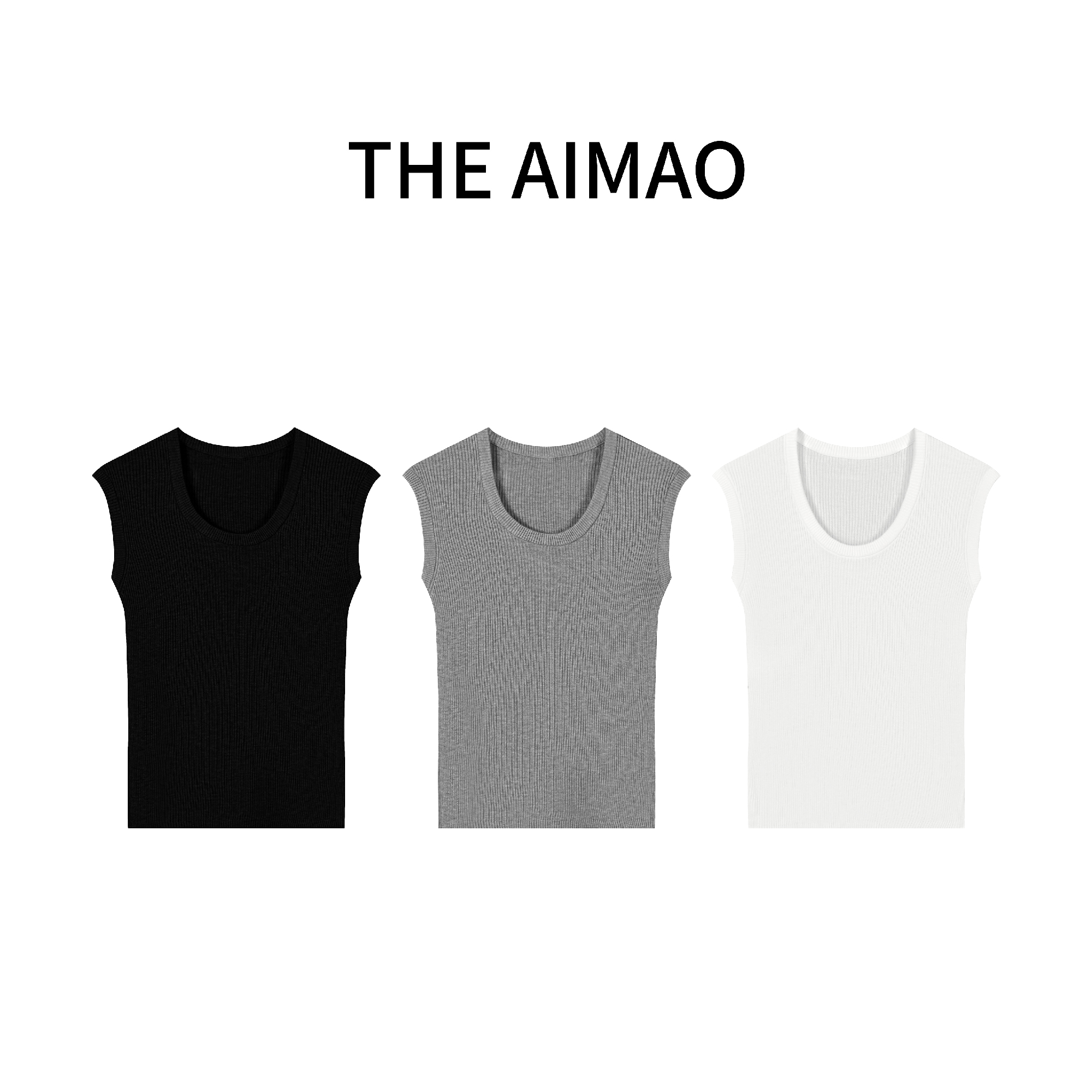 THE AIMAO【冷萃背心】醋酸天丝u领百搭休闲无袖背心XYX80283