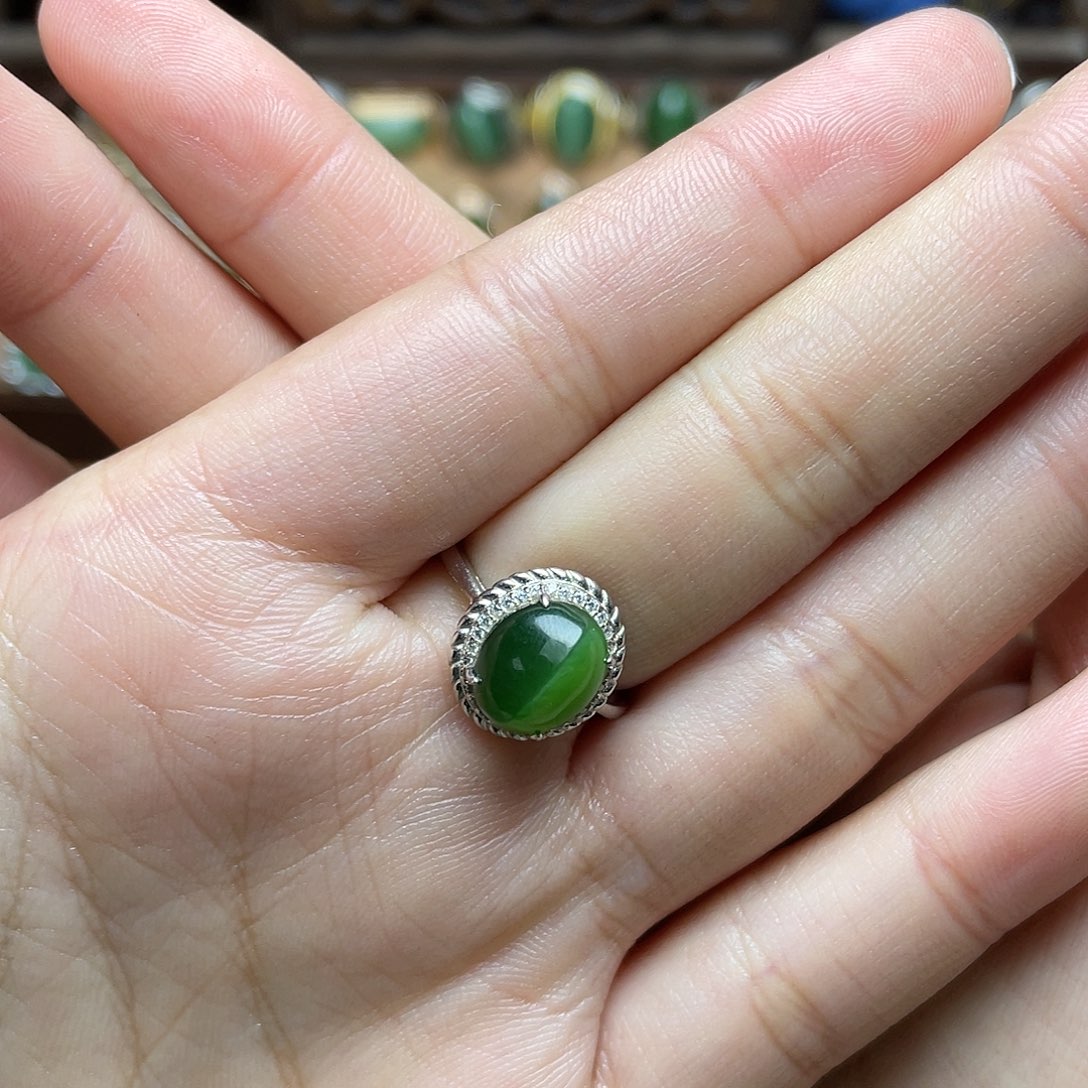 和田玉（碧玉）银S925镶嵌吊坠(赠链)