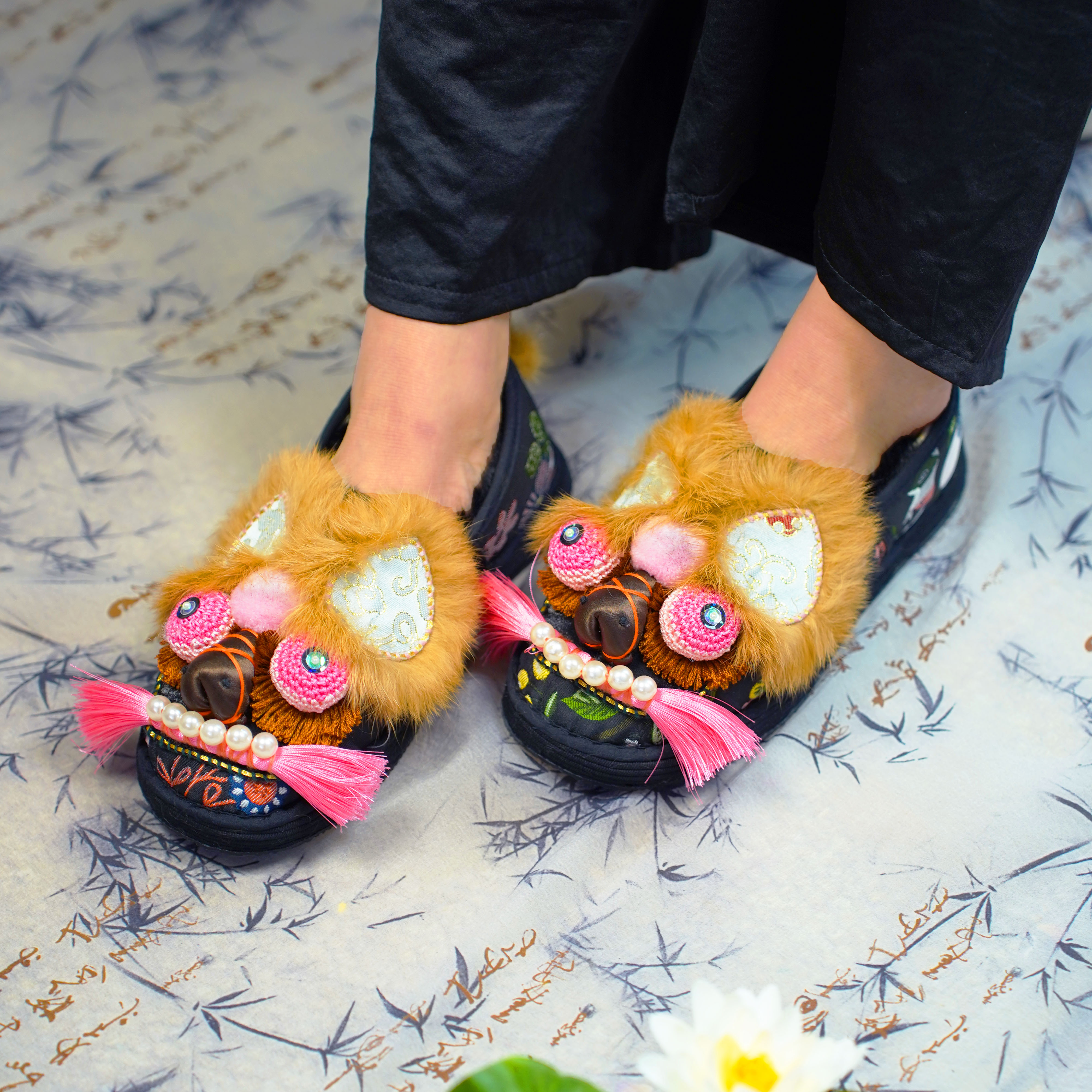 冬款今惜古加厚手工虎头鞋新款保暖千层底手工虎头布鞋原创汉服