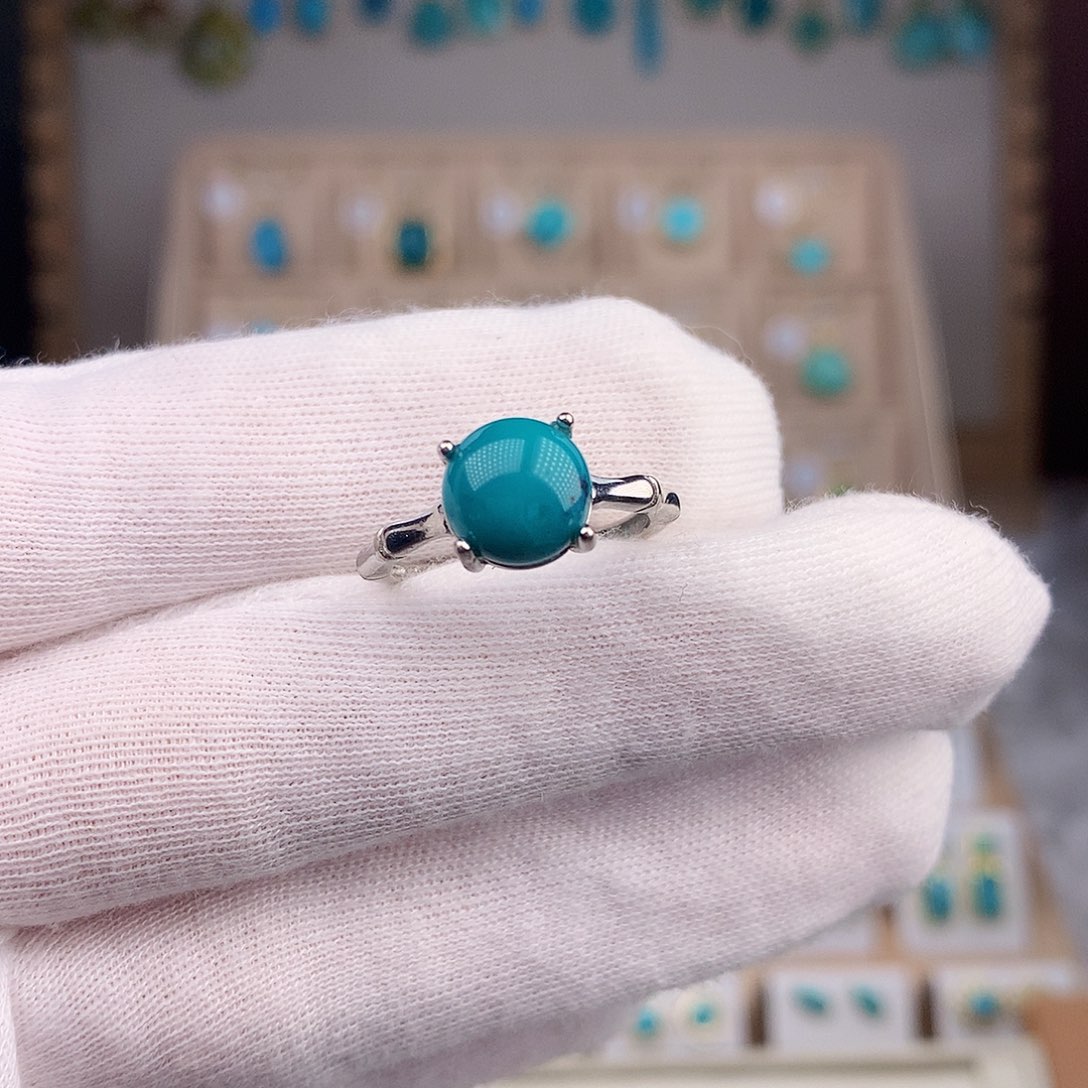 绿松石戒指银S925镶嵌