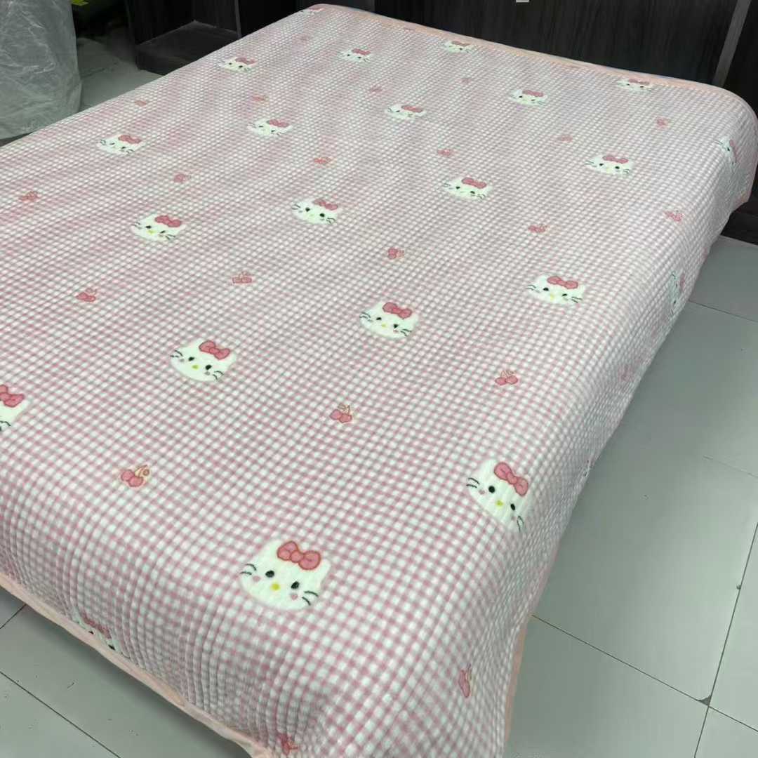 【粉格KT】牛奶绒盖毯200x230双人亲肤柔软舒适小清新床盖