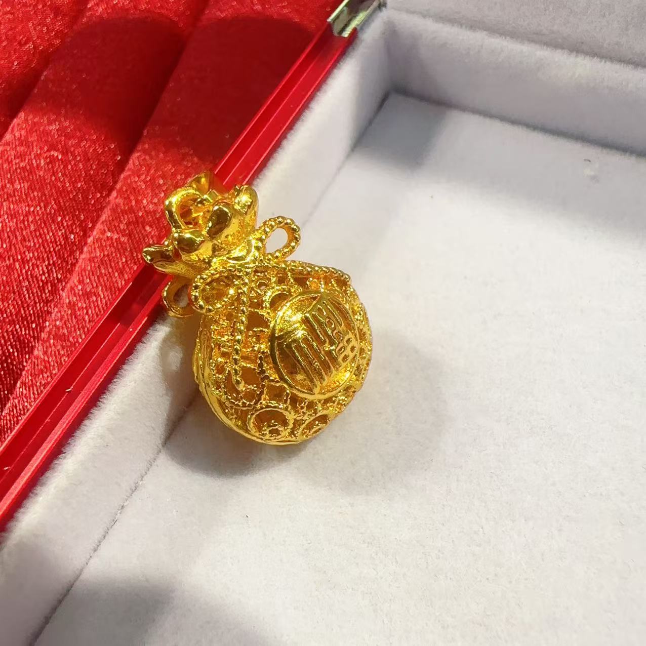 錾世金【 胡总专属】 黄色 福袋吊坠 家居饰品 精美吊坠