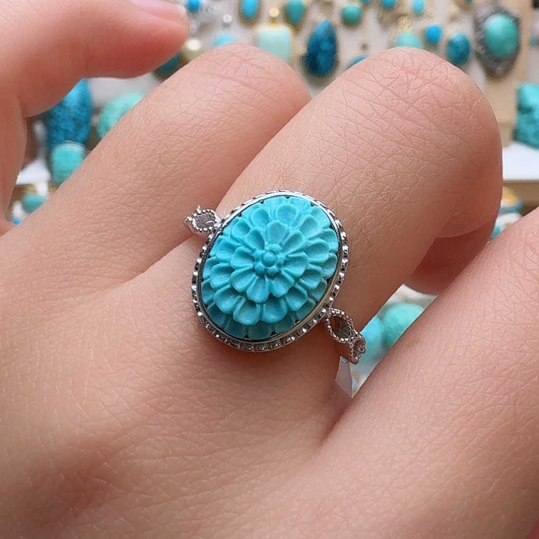 绿松石珠宝奇石银S925镶嵌