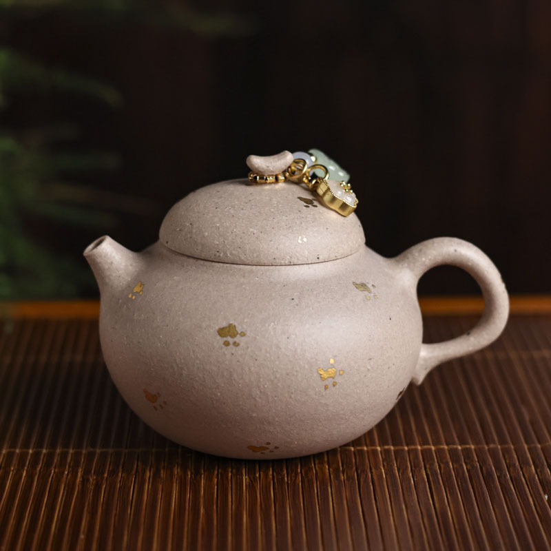 纳兰-桃花泥洒金茄瓜壶（YY010121）