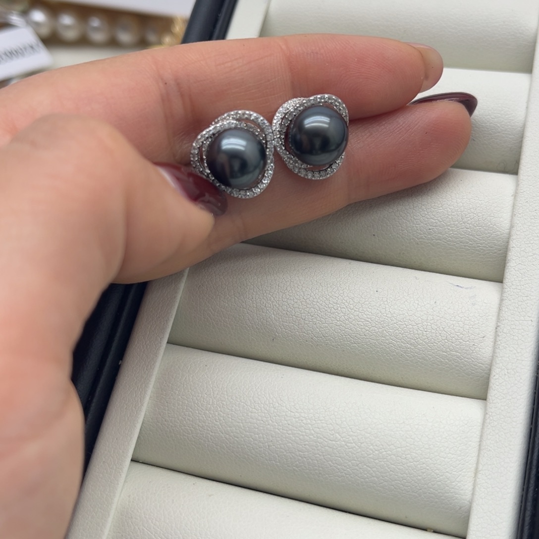 耳饰海水珍珠银S925镶嵌