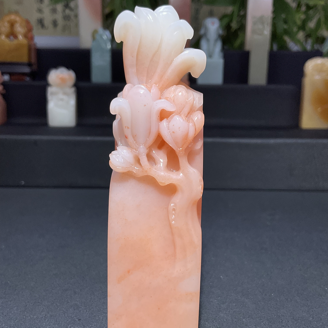 老挝手工雕刻玉兰花2.6*2.6cm印面
