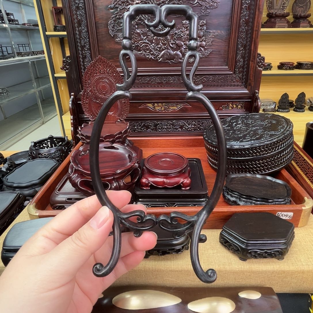 风车木（黑檀木）吊玉架小号高19.5厘米