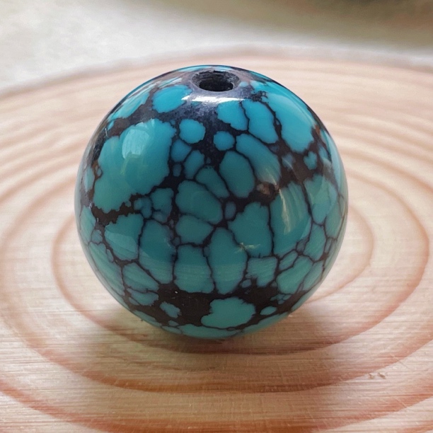 原矿绿松石高瓷蓝网花乌兰花圆珠单珠珠子锁骨珠diy饰品