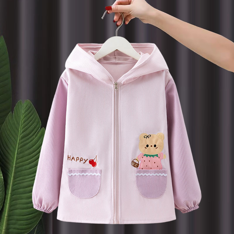 儿童罩衣女宝宝秋冬外穿羽绒服防脏外套围裙护衣中大童拉链正穿衣