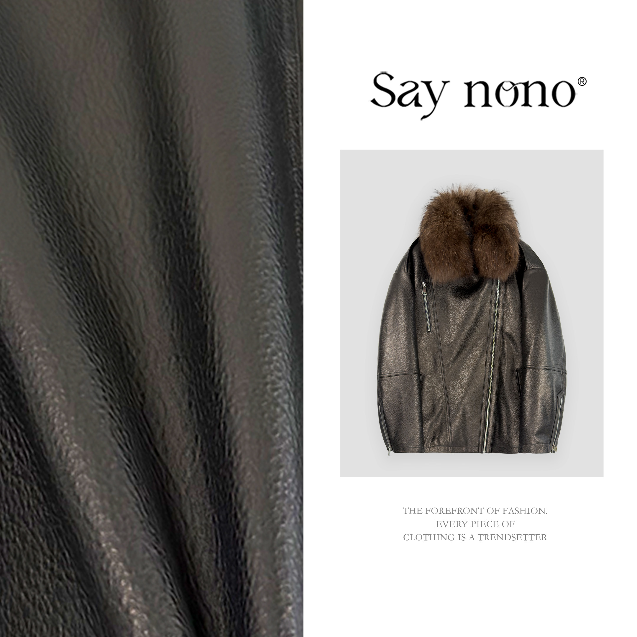 懒猫nono│Saynono 时尚美式复古貉子毛绵羊皮鹅绒外套 GG09071AY