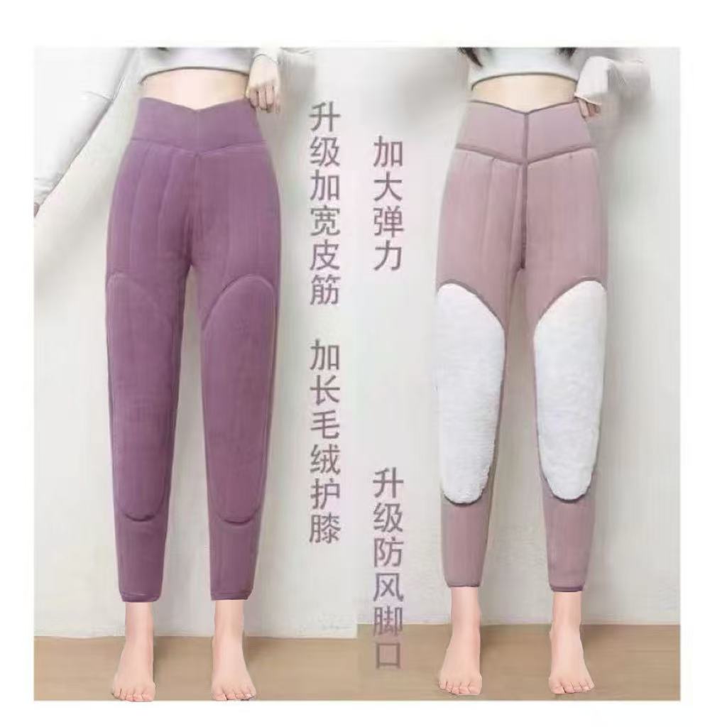 当当家-（绵羊毛）女士百搭加厚弹力舒适加大护膝高腰保暖裤-2388