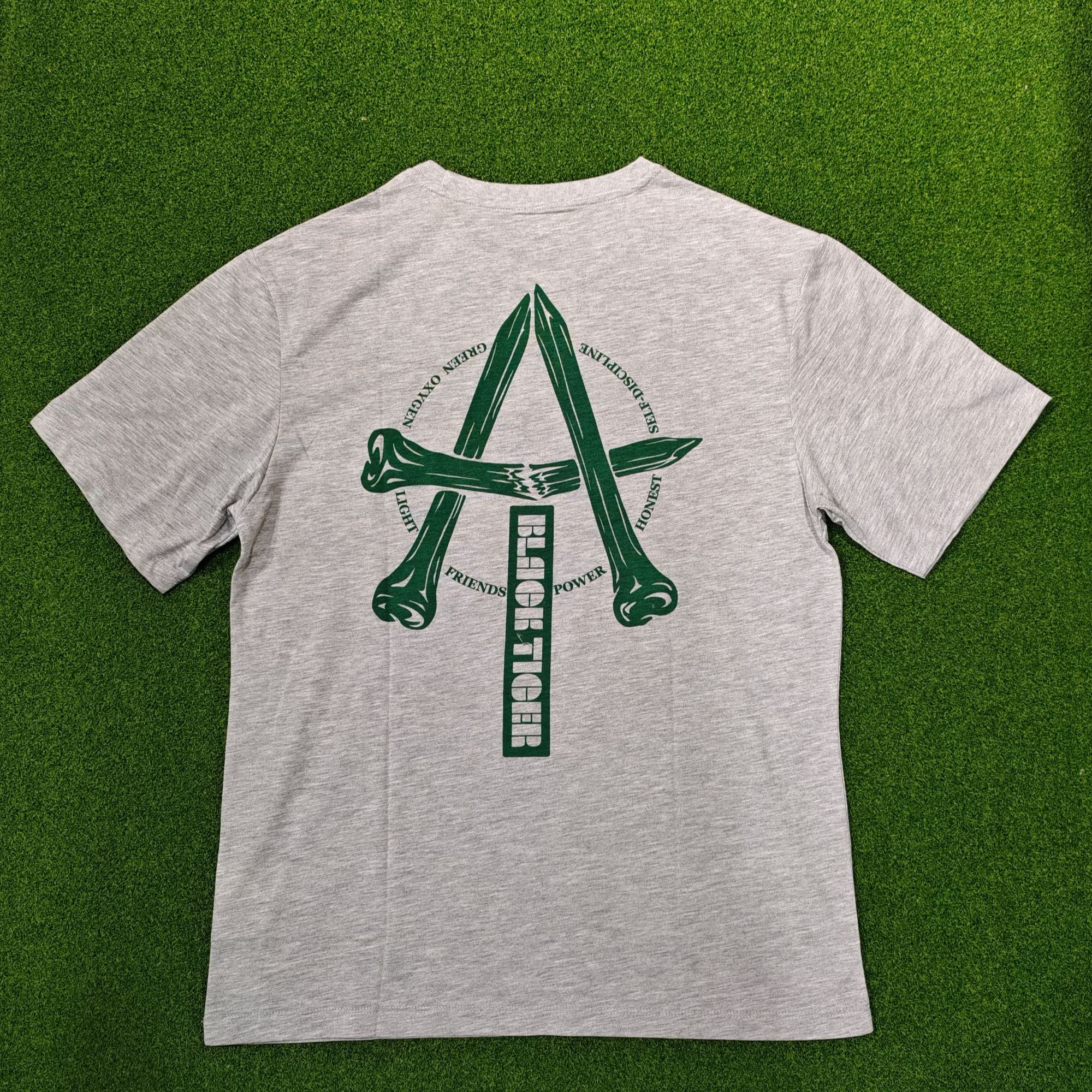 BlackTiger灰色圆领美式时尚短袖T恤