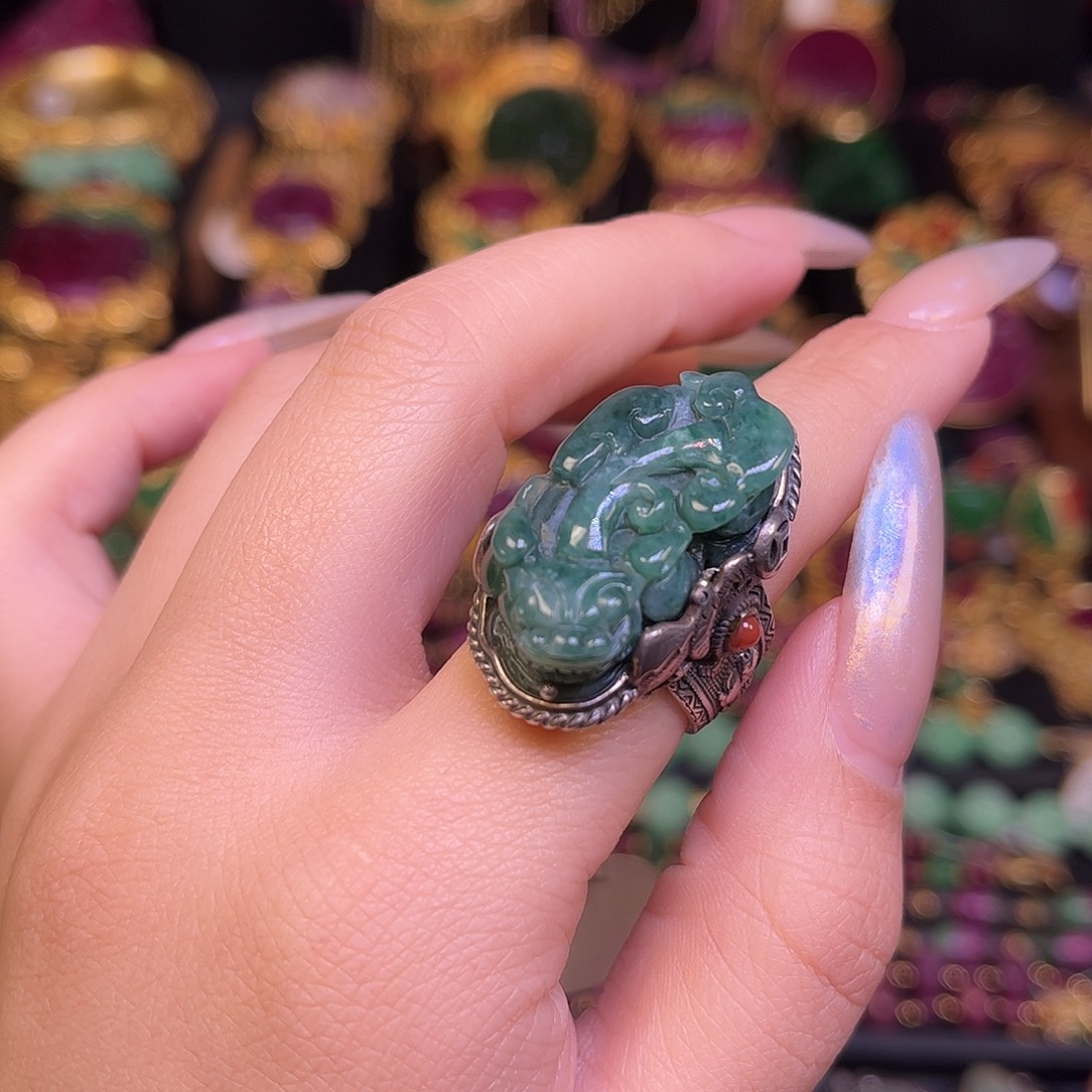 翡翠银S925镶嵌戒指