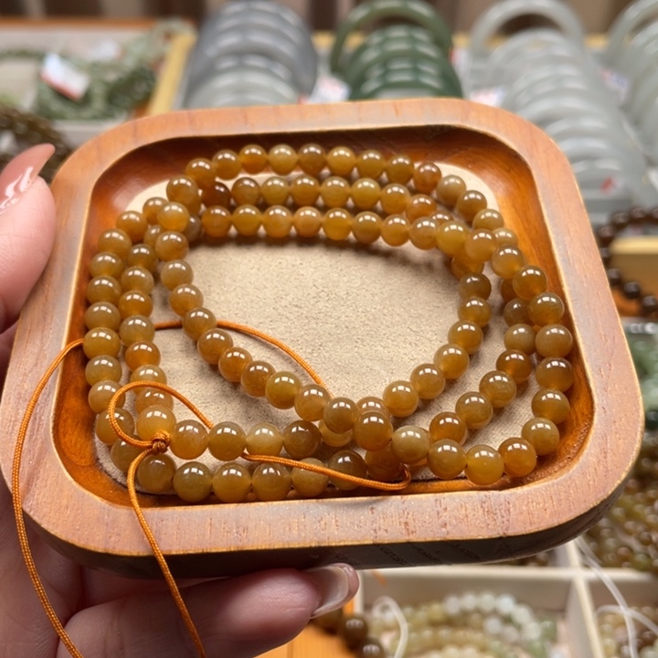 和田玉珠串6mm未镶嵌