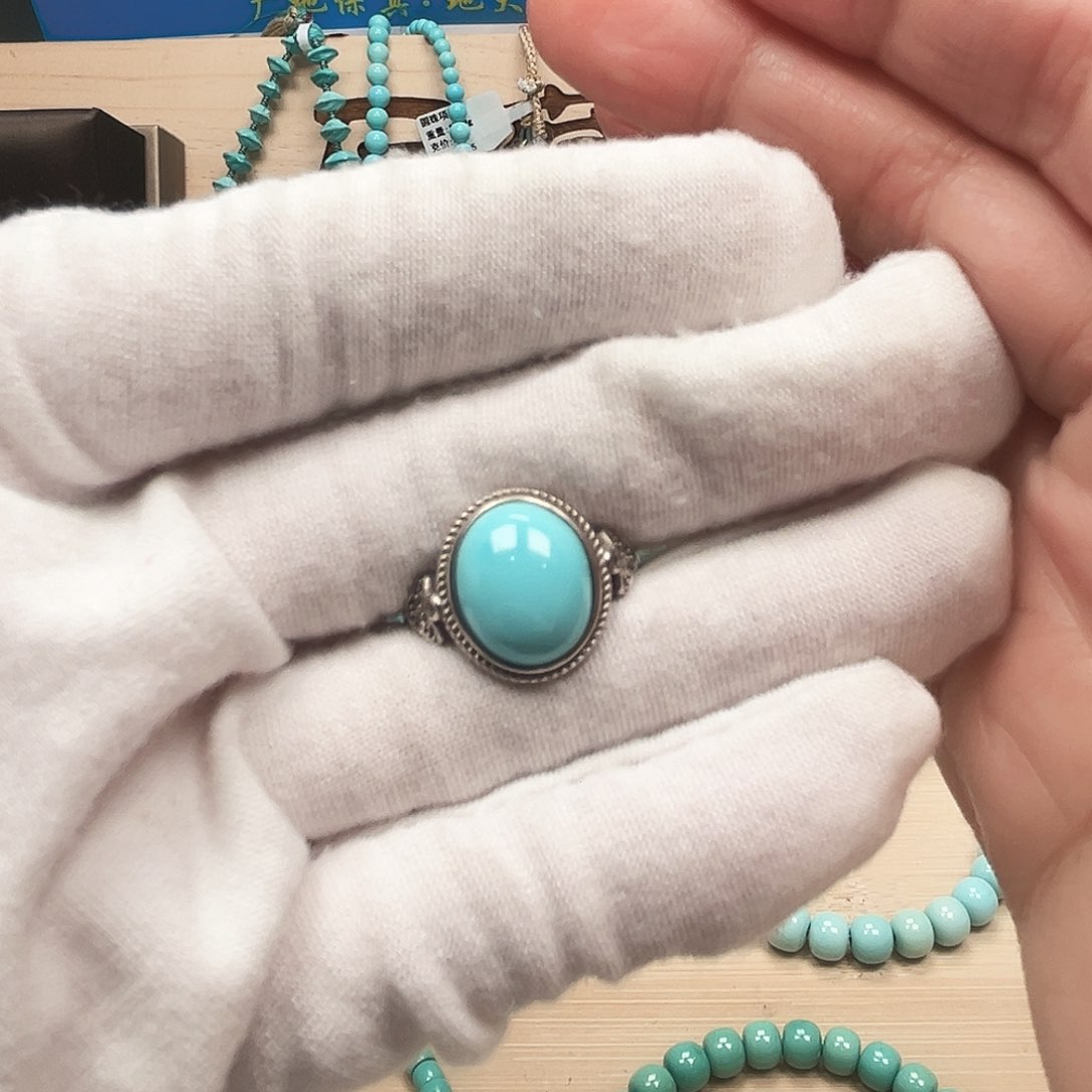 绿松石戒指银S925镶嵌