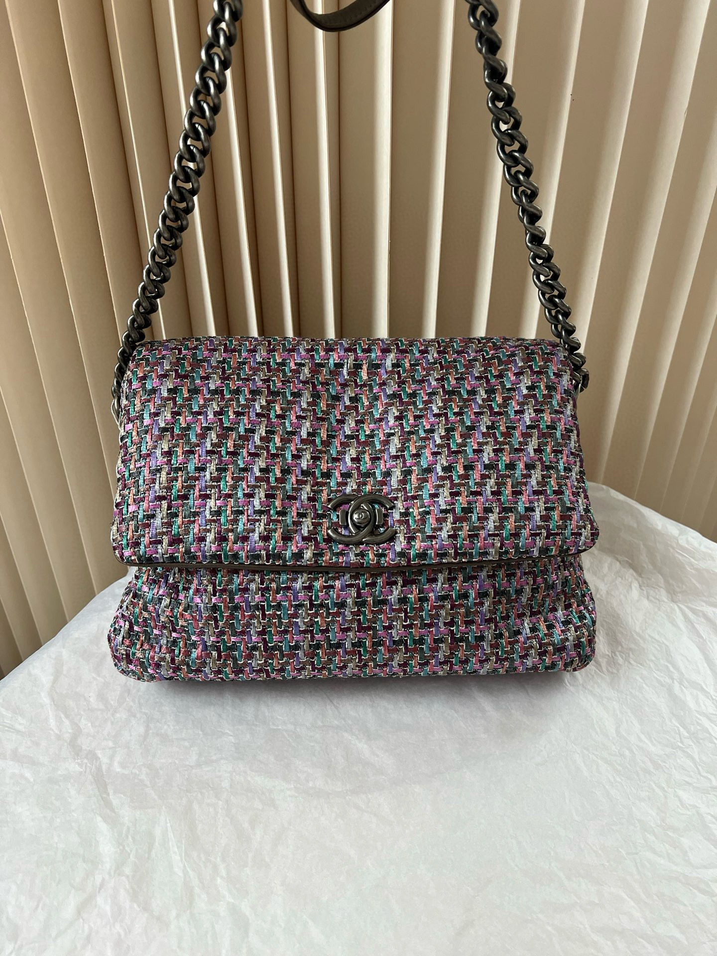 95新 Chanel/香奈儿 9021  Chanel 彩色编织单肩斜挎包 21开
