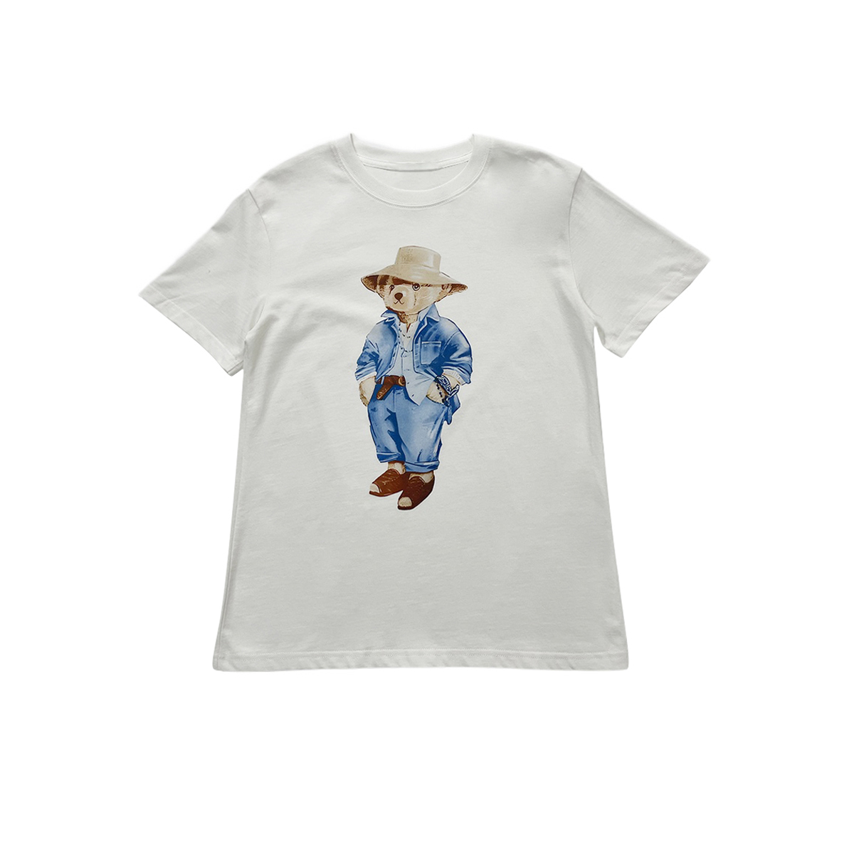 特价~港线原单|戴帽熊图案圆领三色短袖T恤337