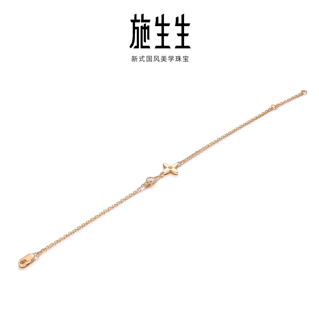 925银合成锆石手链 【施生生珠宝】S925银金色气质小尖小圆手链