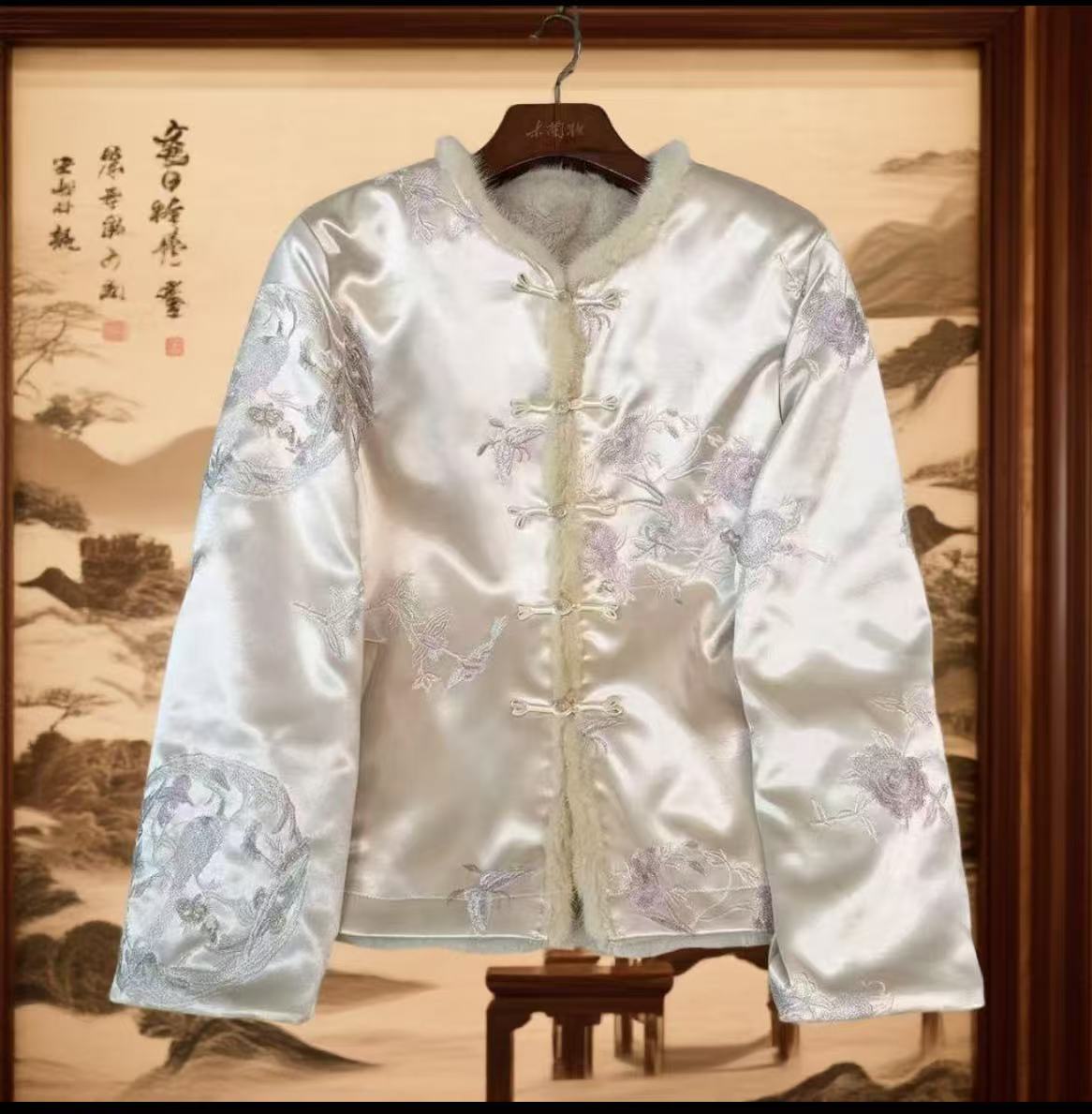 【月容紫团】2025冬款双面穿新中式水貂毛外套时尚大气