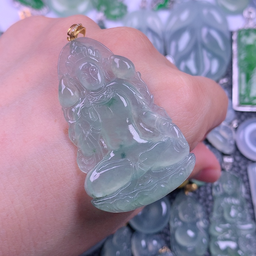 【闪购商品】翡翠18K金镶嵌颈饰?天然缅甸翡翠