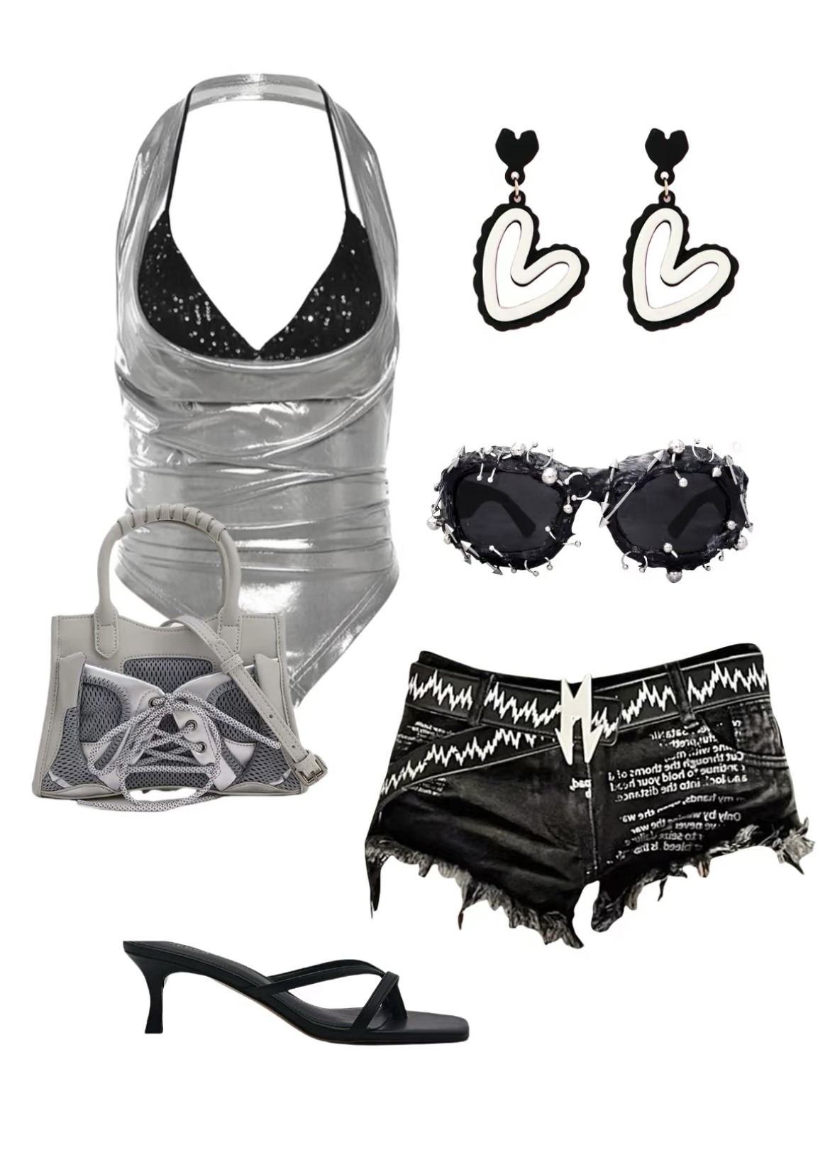 套装欧美网红黑色印花运动通勤透气背心服装女士女款夏季性感个性