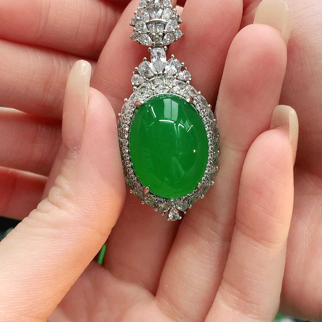 银S925镶嵌吊坠玛瑙/玉髓