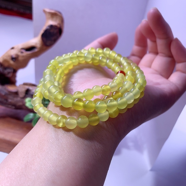 新人拉新福利 天然岫玉【黄】金玉108粒多圈手串