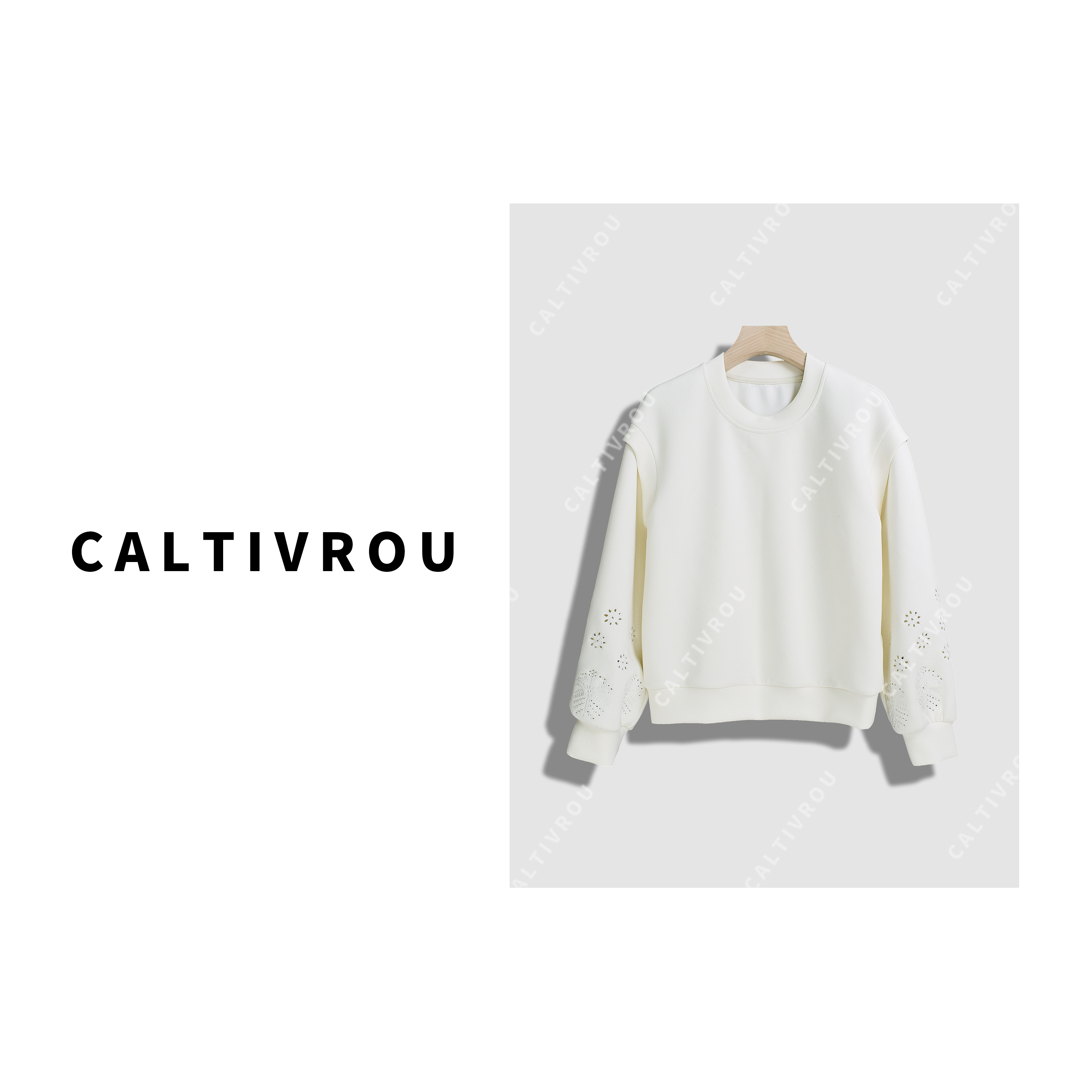 Caltivrou【蕊蕊】协奏小调~设计感圆领镂空圆领卫衣-HK-Y14600