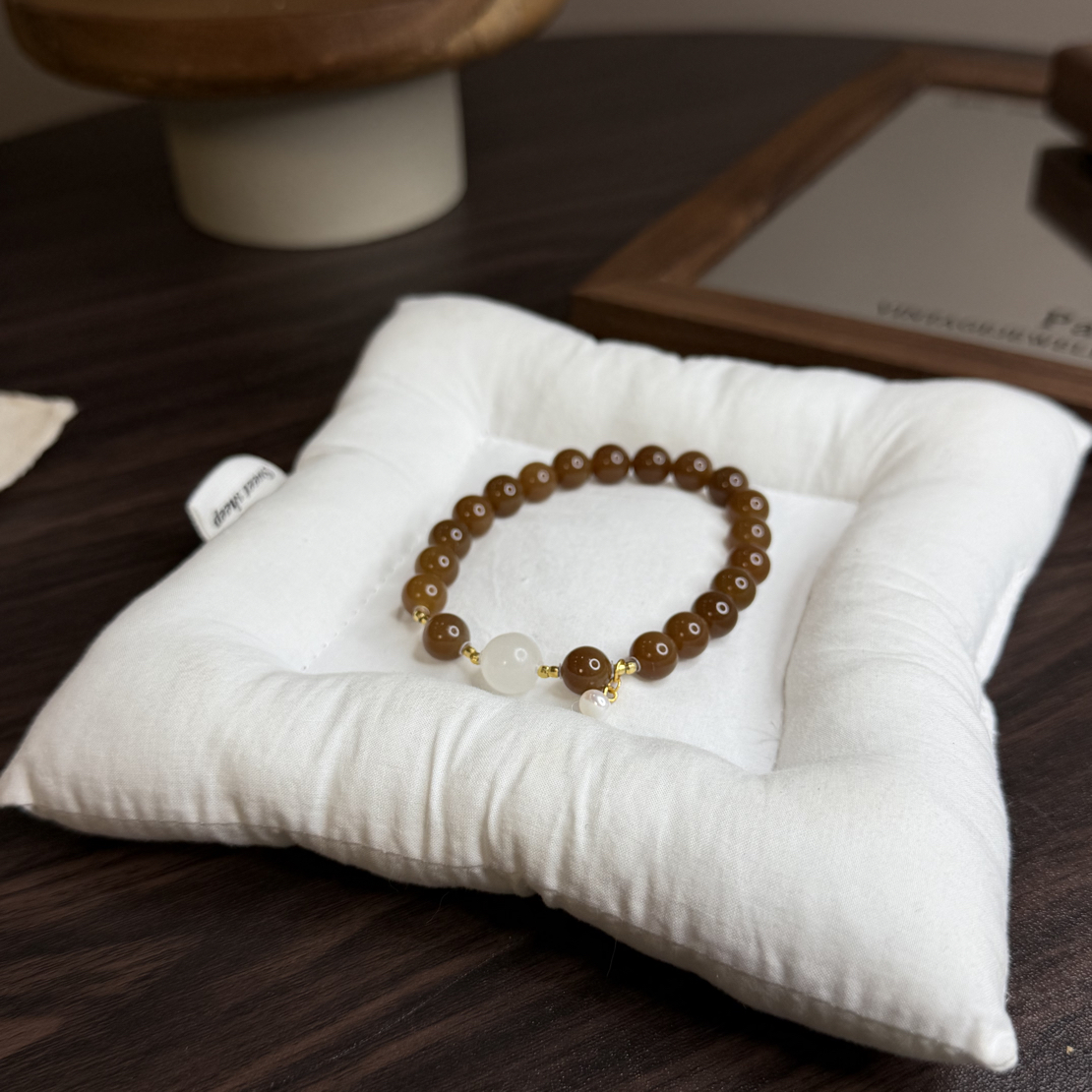 【玉暖金山】和田玉且末金山糖玉手串高级百搭秋冬红糖手串L1345